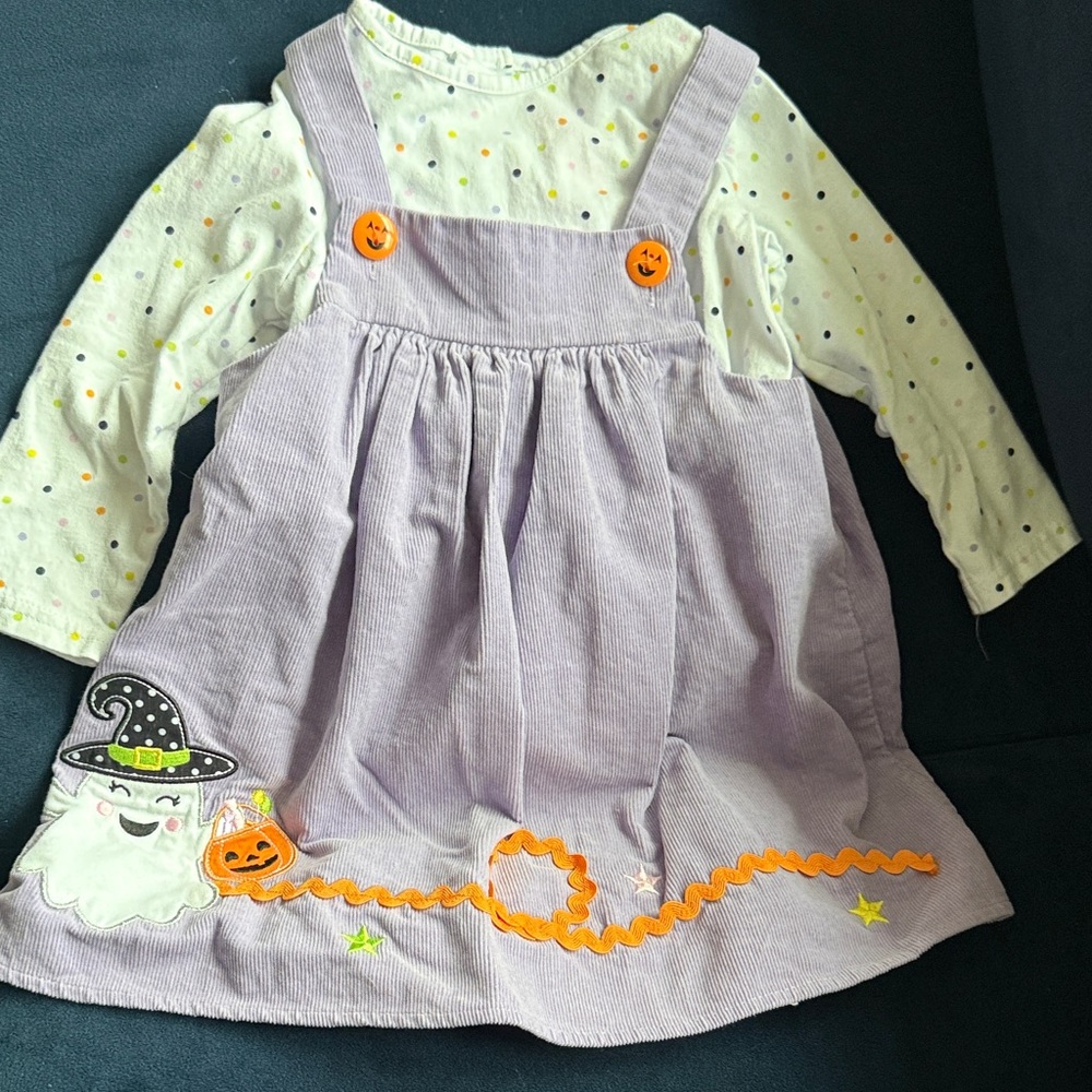 Good Lad Purple Halloween Costume Dress with Ghost and Pumpkin